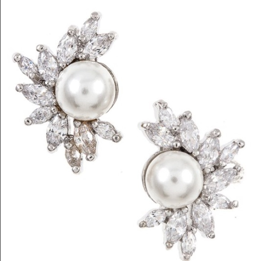 Silver and Pearl Stud Earrings